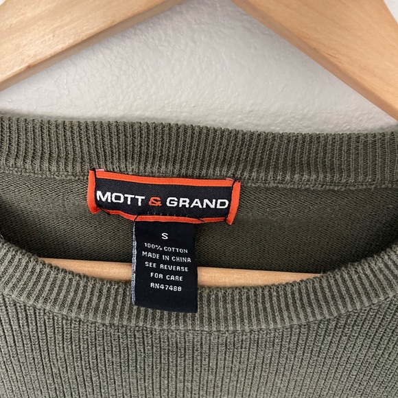 Mott & Grand Crew Knit Long Sleeve Sweater Men's S Green - Picture 2 of 4